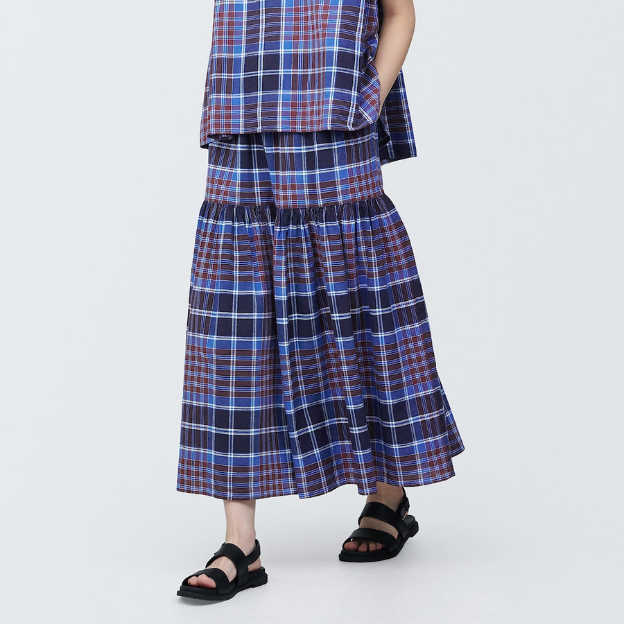 Women's Madras check Flare skirtIvory checkXS