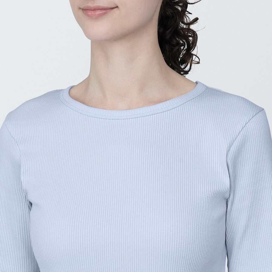 Women's Strech ribbed Crew neck S/S T-shirtOff whiteXS