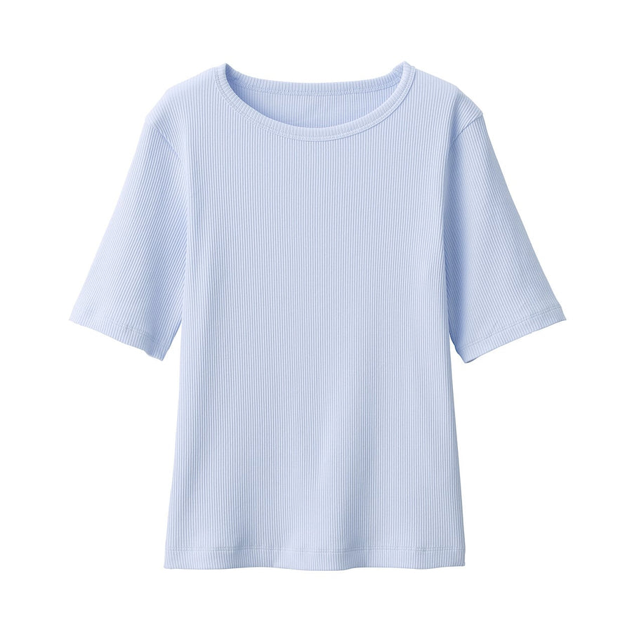 Women's Strech ribbed Crew neck S/S T-shirtOff whiteXS