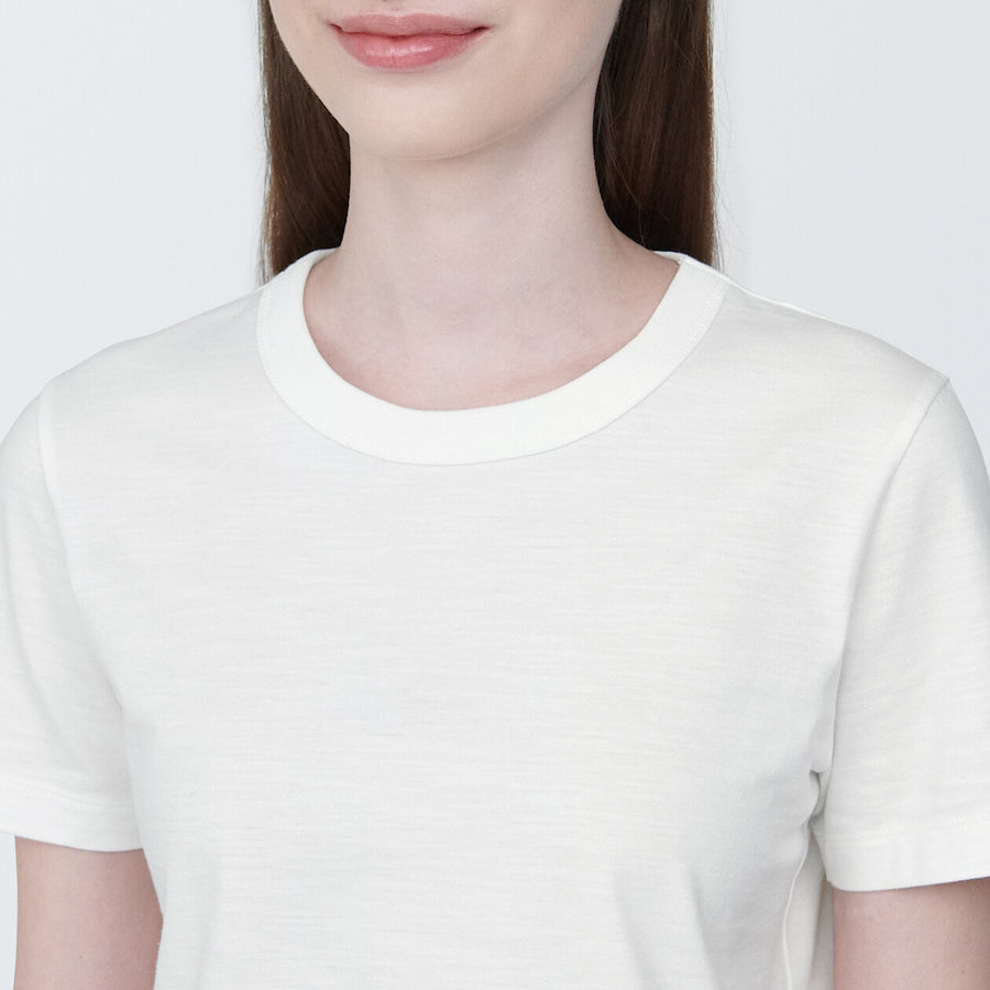 W's Slub Jersey short length Crew neck S/S T-shirtWhiteXS