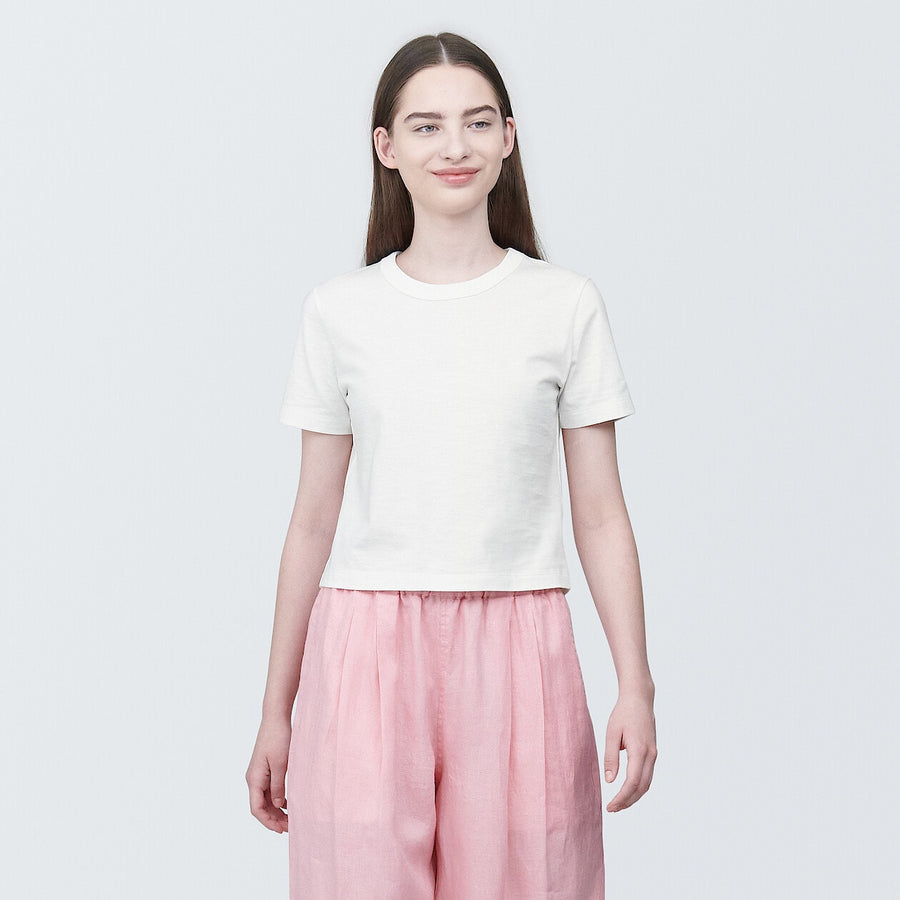 W's Slub Jersey short length Crew neck S/S T-shirtWhiteXS