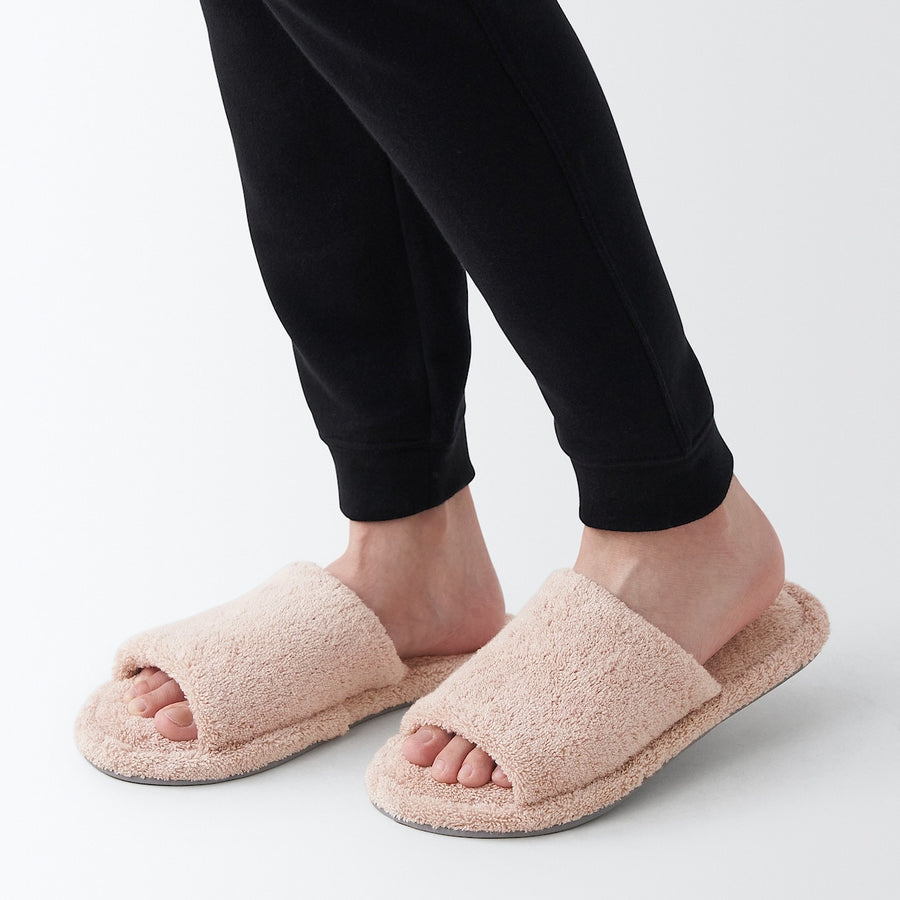 PILE SLIPPERS OPEN TOE