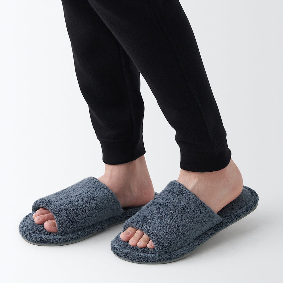 PILE SLIPPERS OPEN TOE