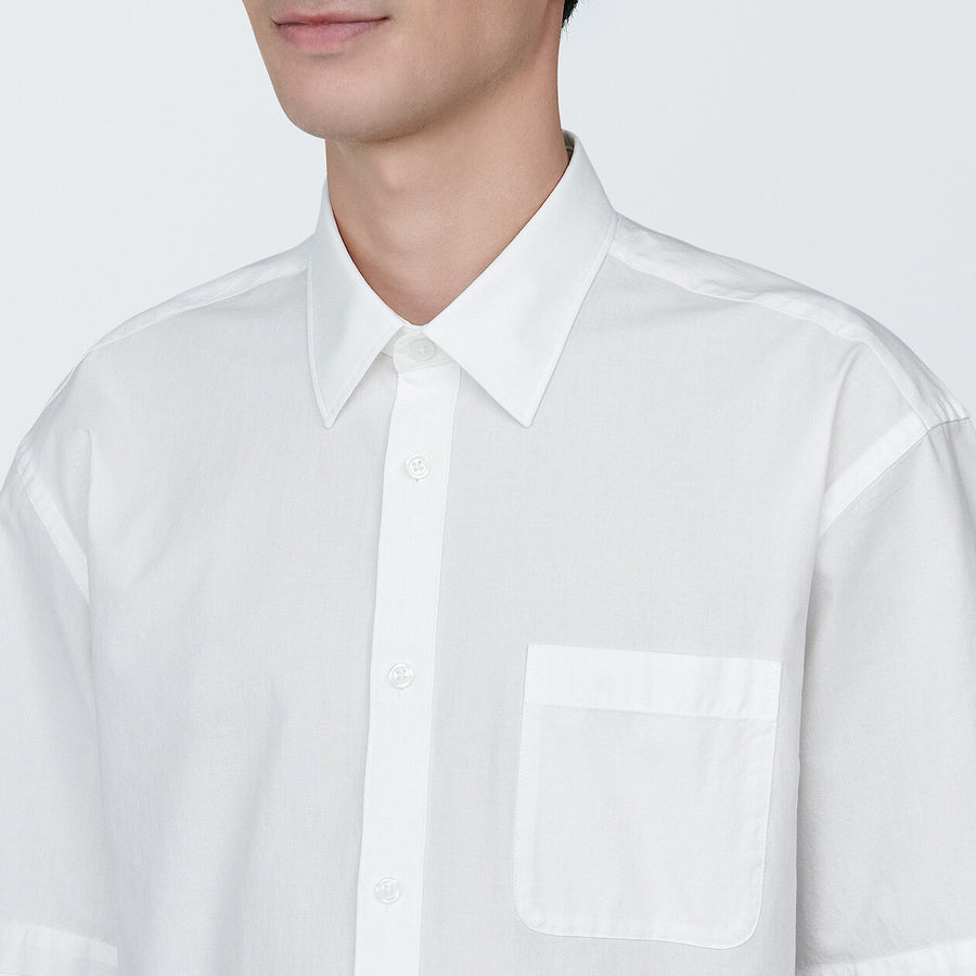 M's Washed broad S/S shirtWhiteXS