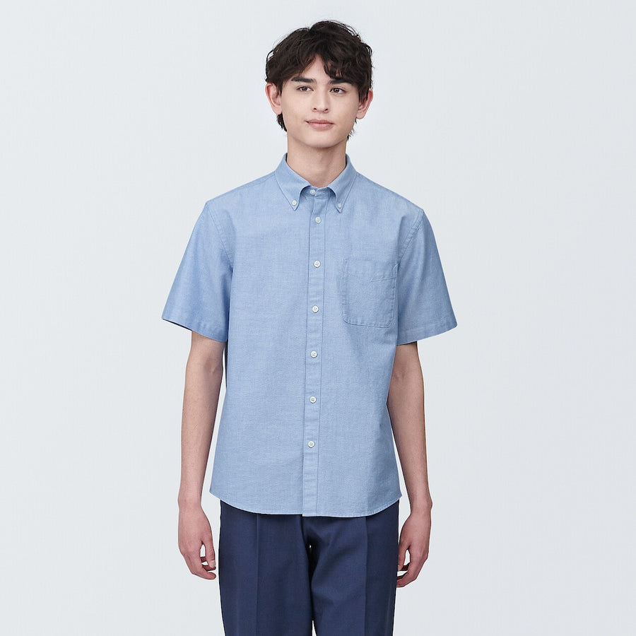 M's Washed oxford button down S/S shirtWhiteXS