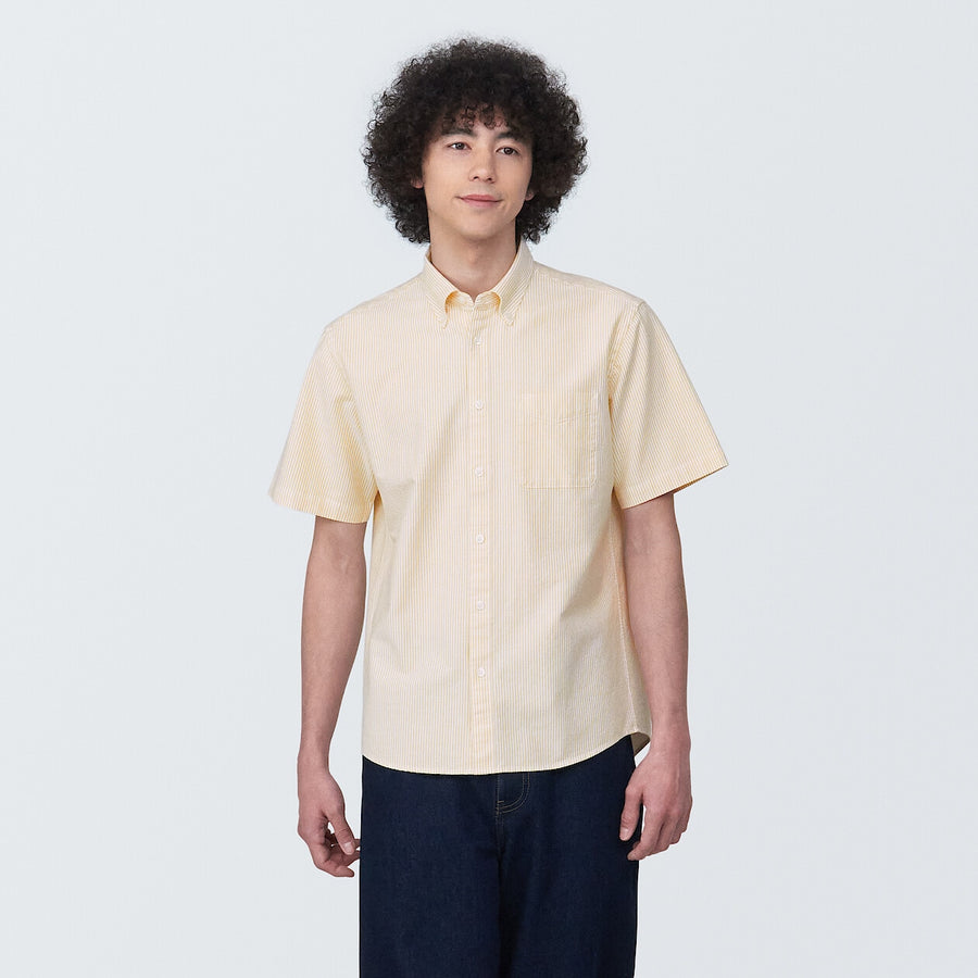 M's Washed oxford button down S/S shirtWhiteXS