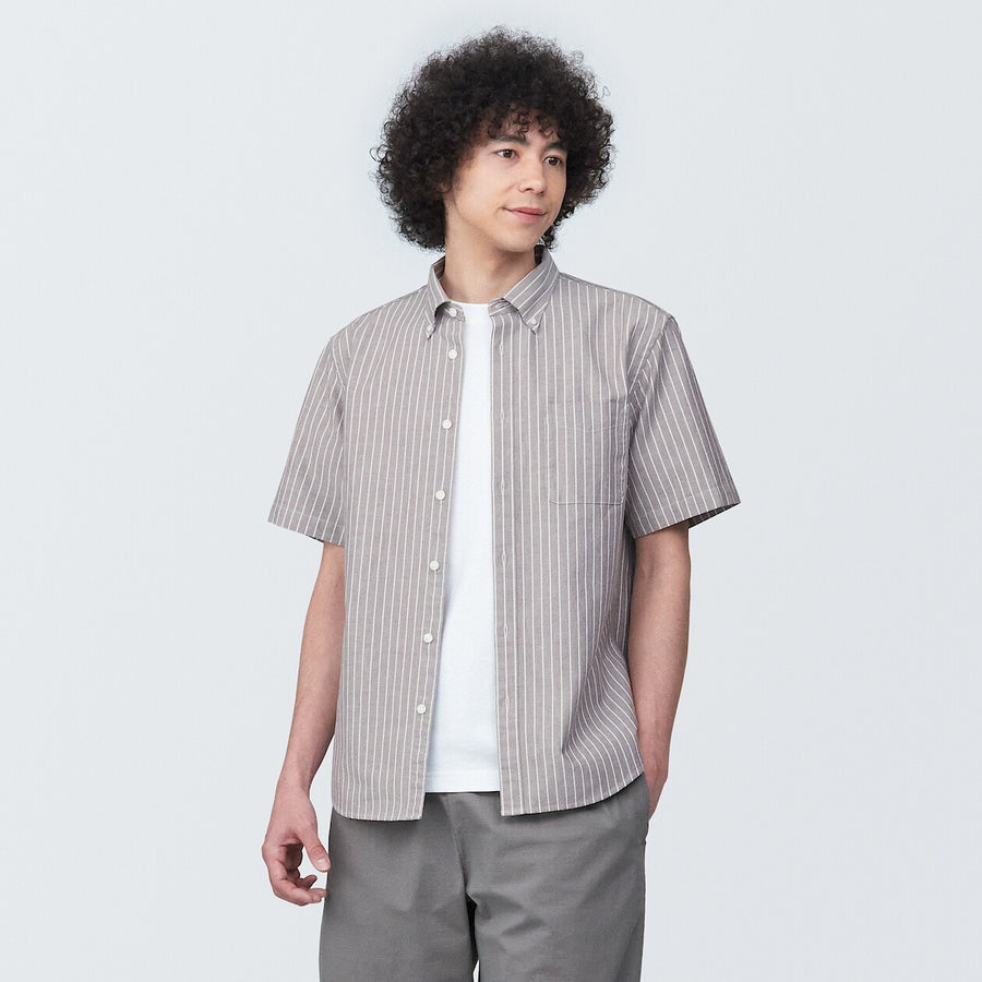 M's Washed oxford button down S/S shirtWhiteXS