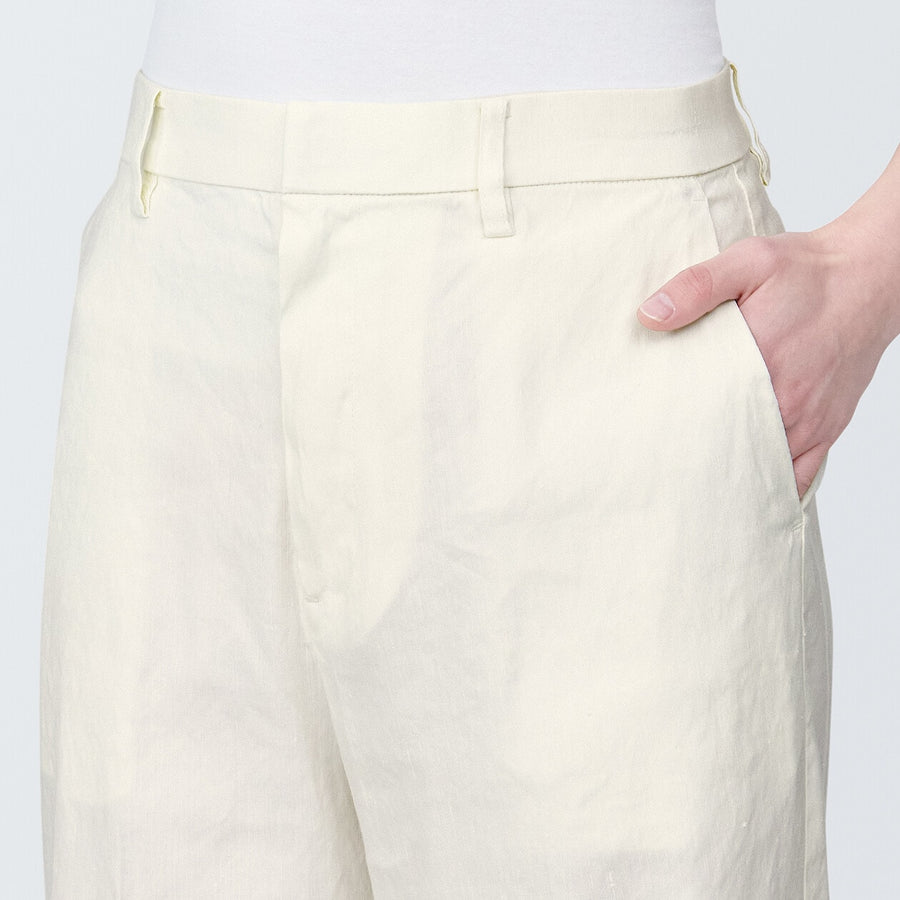 Women's Hemp blend  stretch Straight pants Off whiteXS