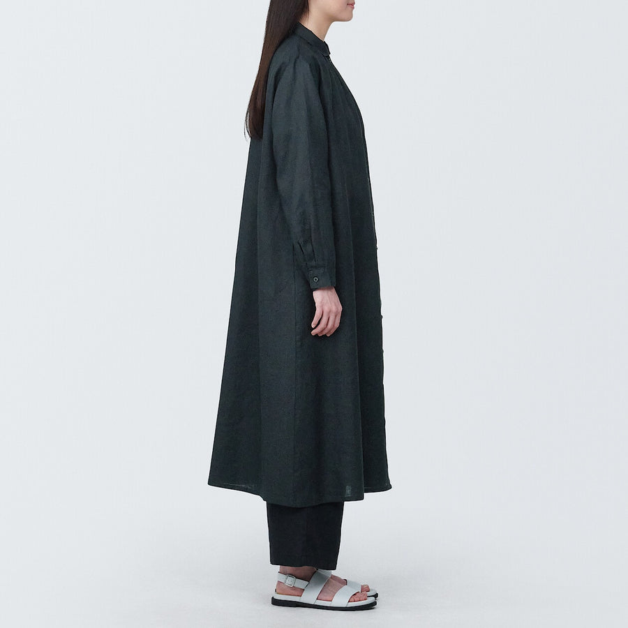 Women's Washed linen L/S dressBlackXS