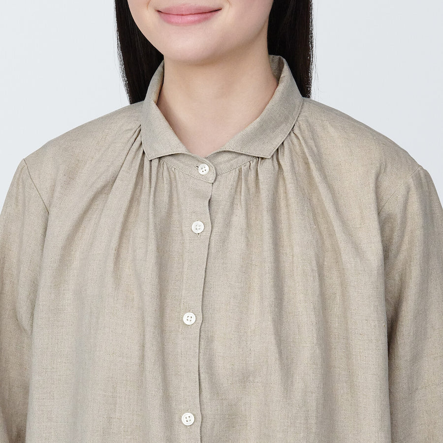 Women's Washed linen L/S dressBlackXS