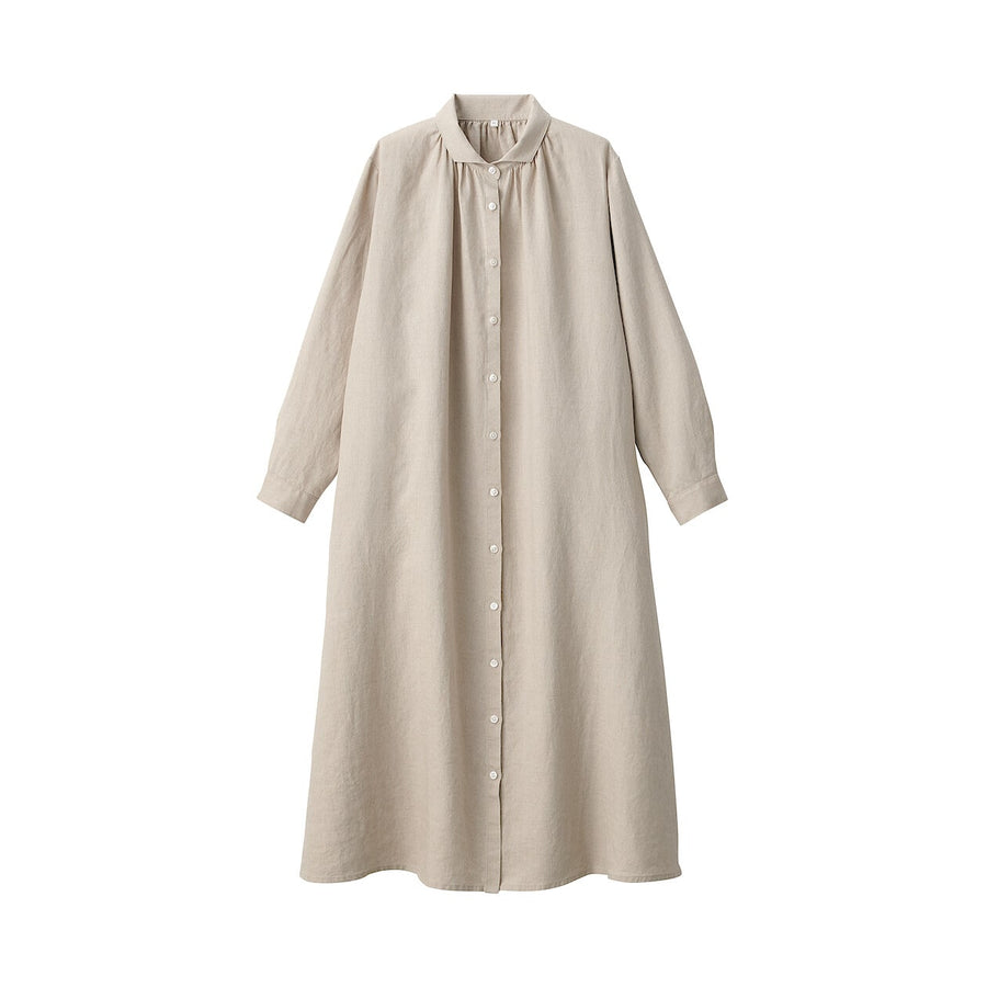 Women's Washed linen L/S dressBlackXS