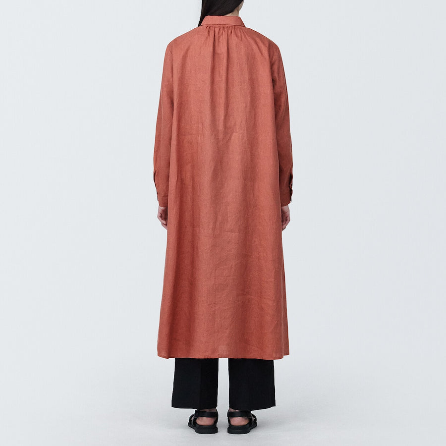 Women's Washed linen L/S dressBlackXS