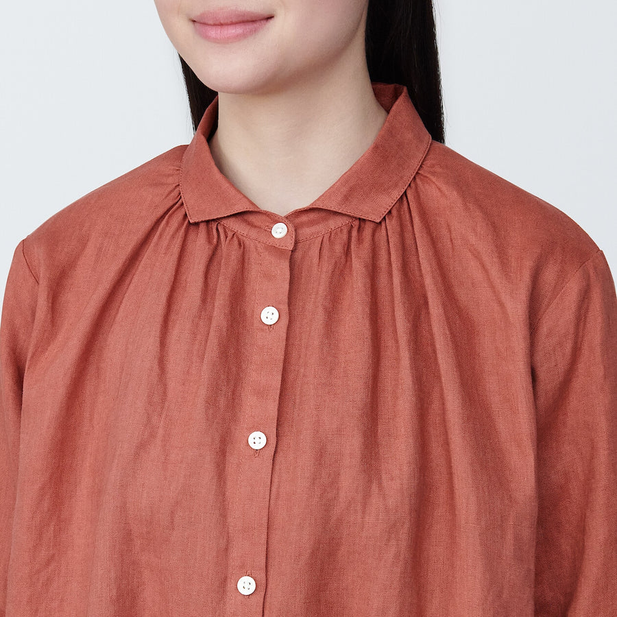 Women's Washed linen L/S dressBlackXS