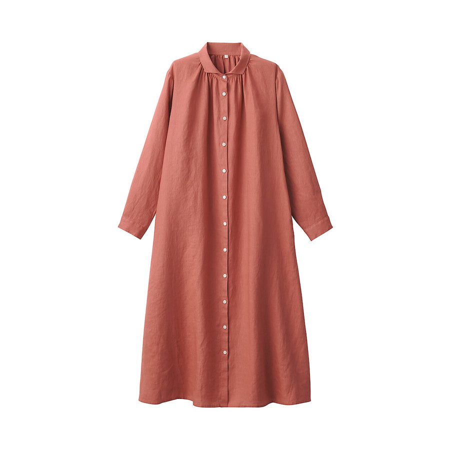 Women's Washed linen L/S dressBlackXS