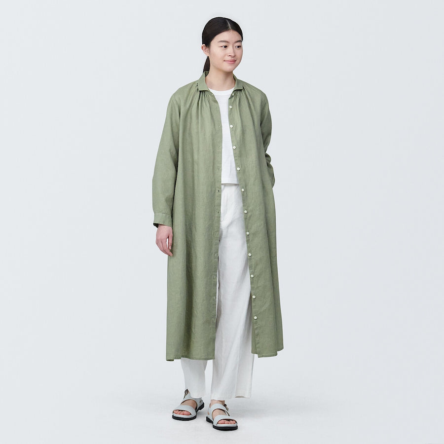 Women's Washed linen L/S dressBlackXS