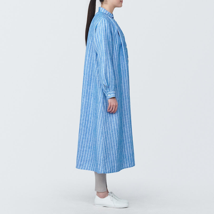 Women's Washed linen L/S dressBlackXS