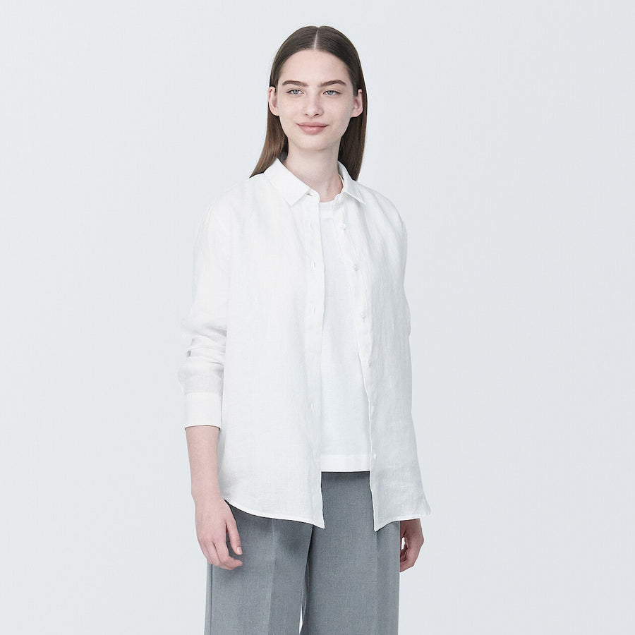 Women's Washed linen Regular collar L/S shirtWhiteXS