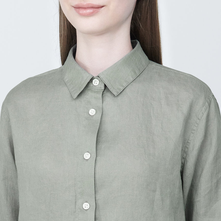 Women's Washed linen Regular collar L/S shirtWhiteXS