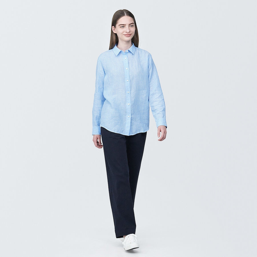 Women's Washed linen Regular collar L/S shirtWhiteXS