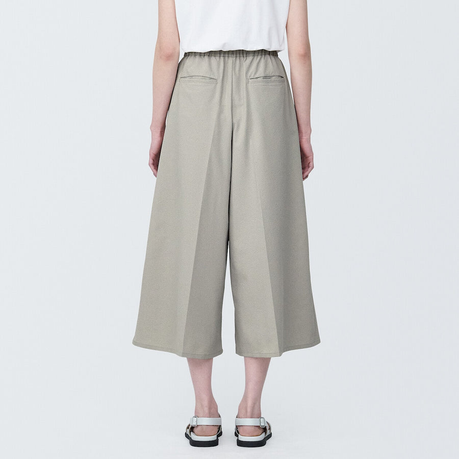 Women's Breathable seersucker Cropped pants Light greyXS