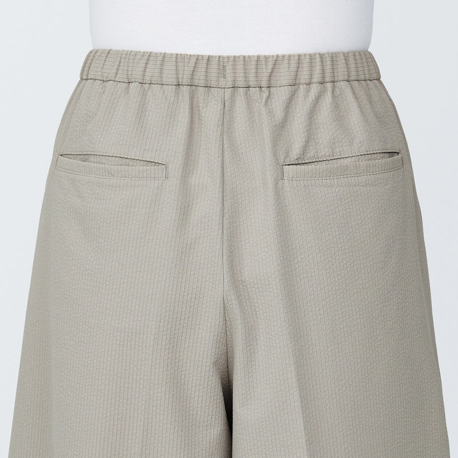 Women's Breathable seersucker Cropped pants Light greyXS