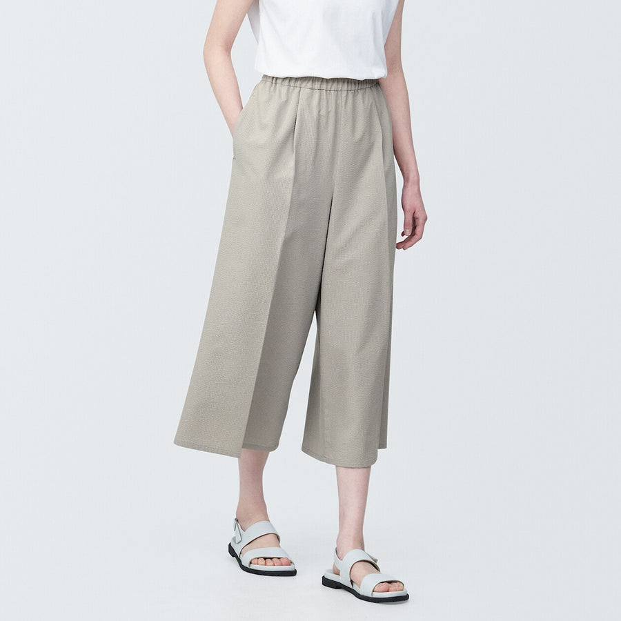 Women's Breathable seersucker Cropped pants Light greyXS