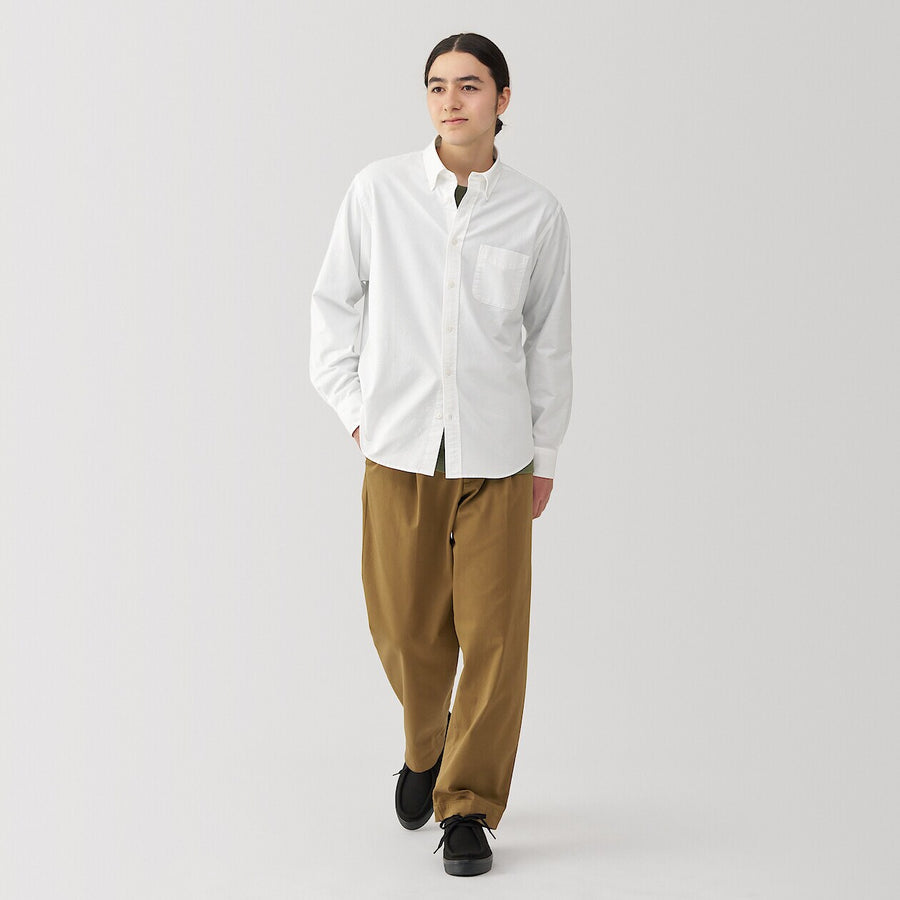 M's Washed oxford button down L/S shirt WhiteXS