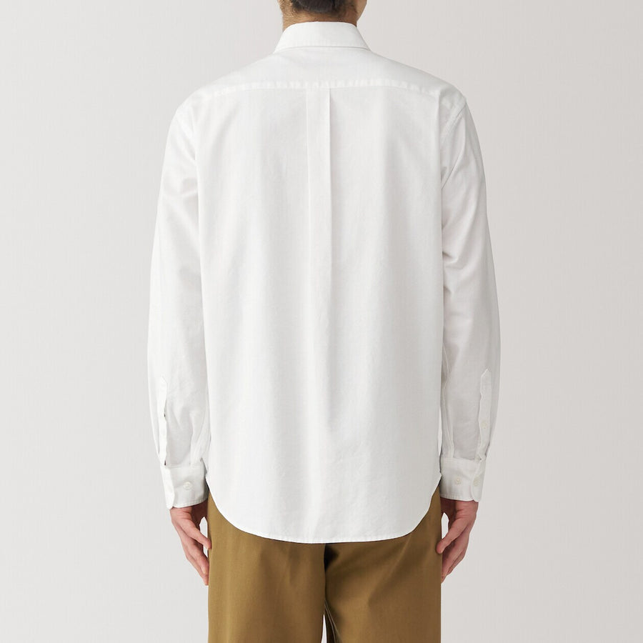 M's Washed oxford button down L/S shirt WhiteXS