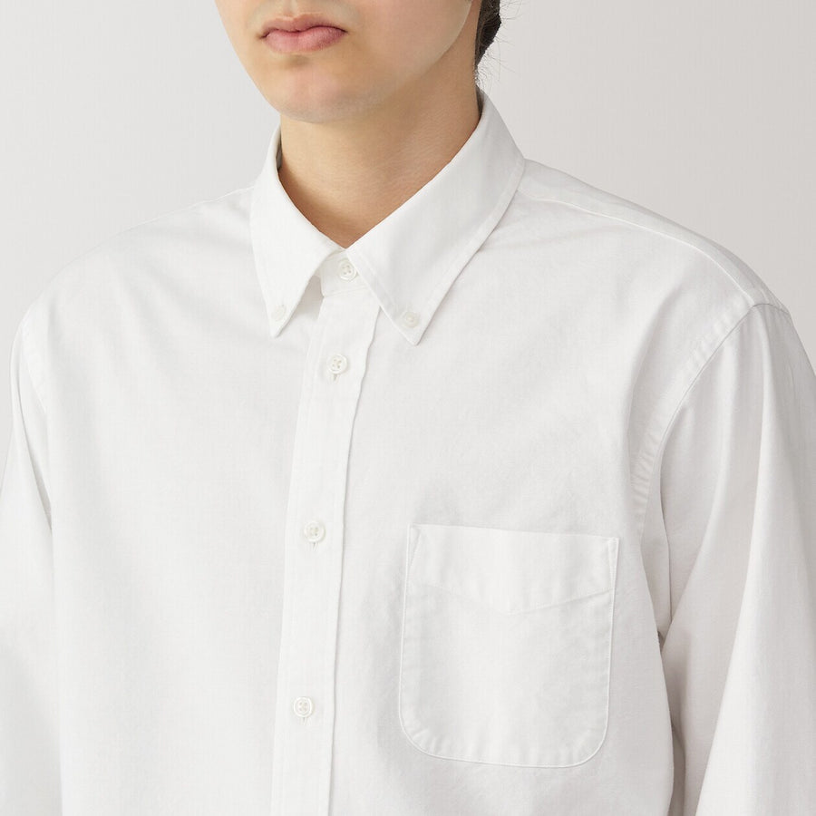 M's Washed oxford button down L/S shirt WhiteXS