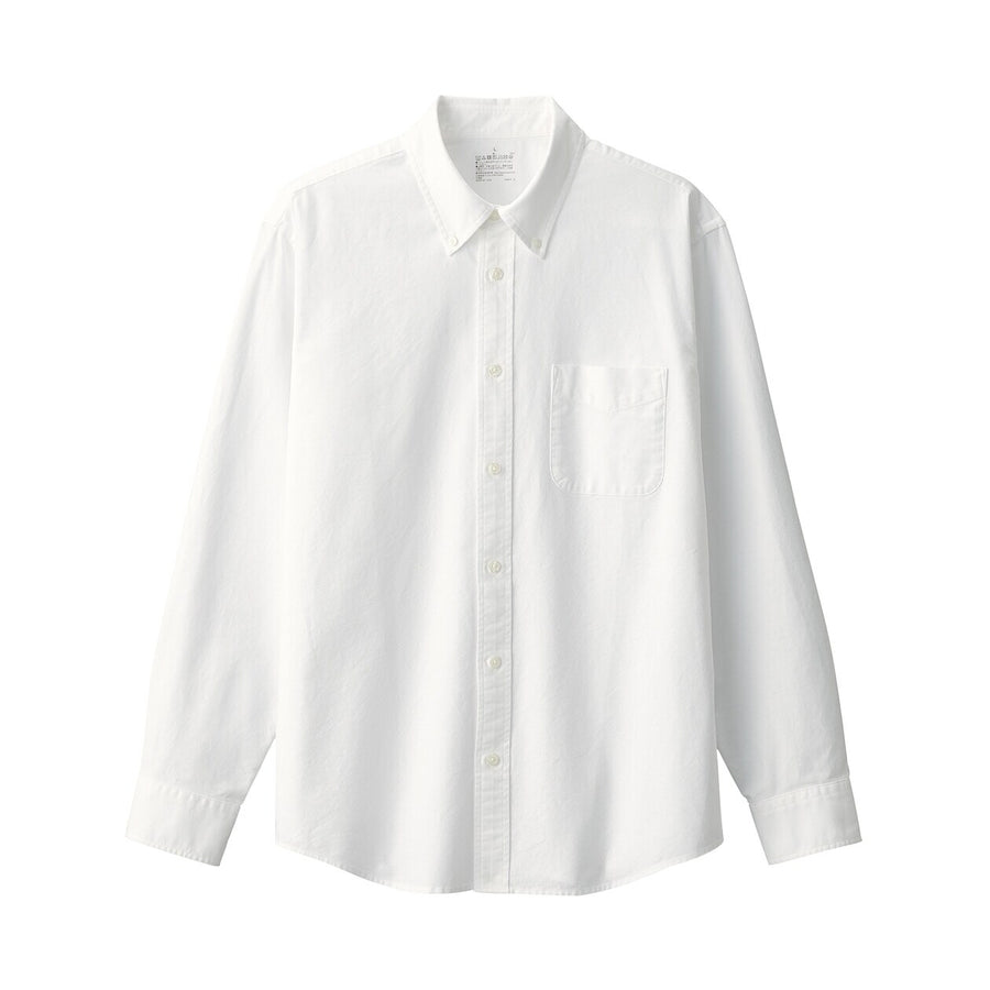 M's Washed oxford button down L/S shirt WhiteXS