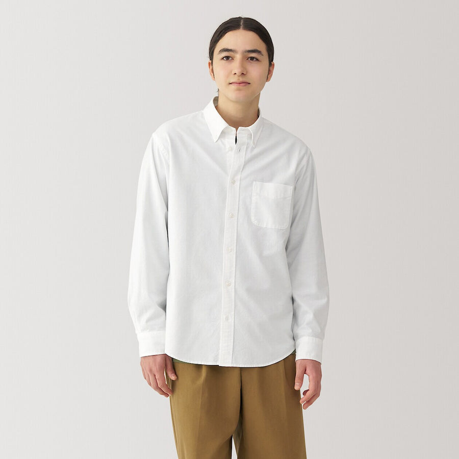 M's Washed oxford button down L/S shirt WhiteXS