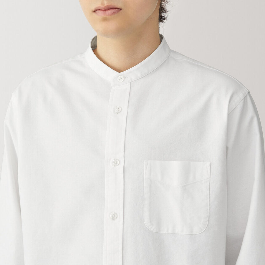 M's Washed Oxford Stand Collar Shirt WhiteXS