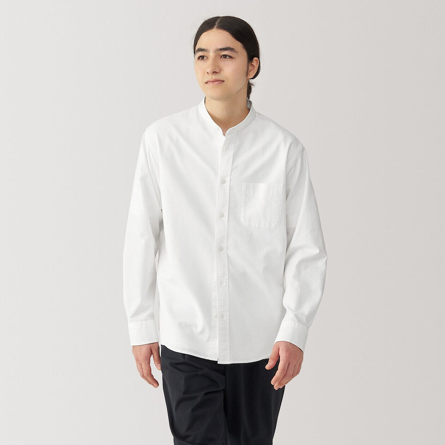 M's Washed Oxford Stand Collar Shirt WhiteXS