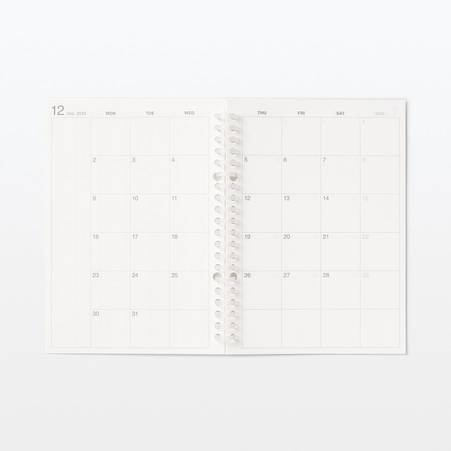 Loose leaf papers Refill Monthly planner Dec. 2024 start