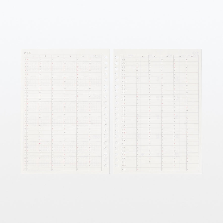 Loose leaf papers Refill Monthly planner Dec. 2024 start