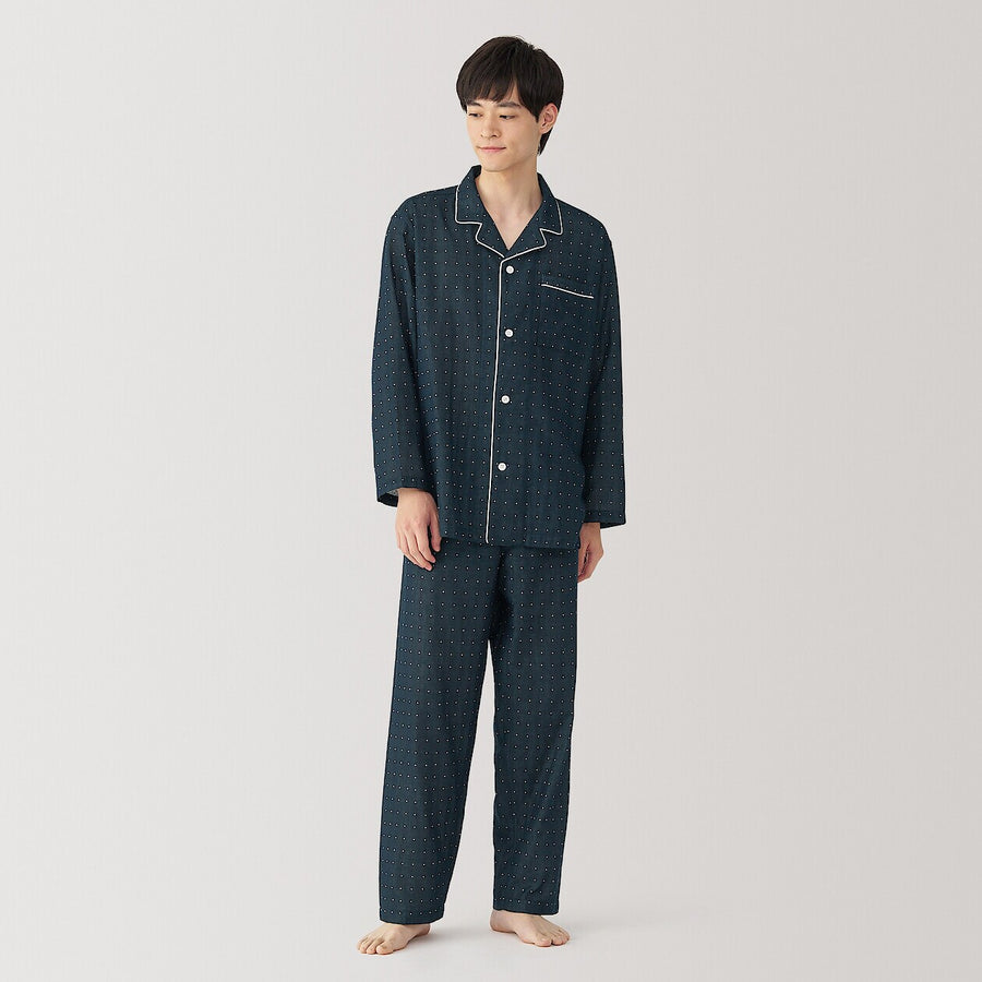 M's Side seamless double gauze L/S pajamasD Navy Pattern S