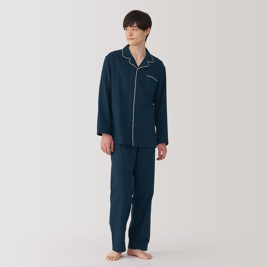 M's Side seamless Flannel L/S pajamas Dark NavyS