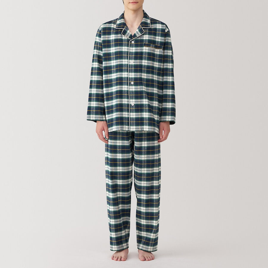 M's Side seamless Flannel L/S pajamas Dark NavyS