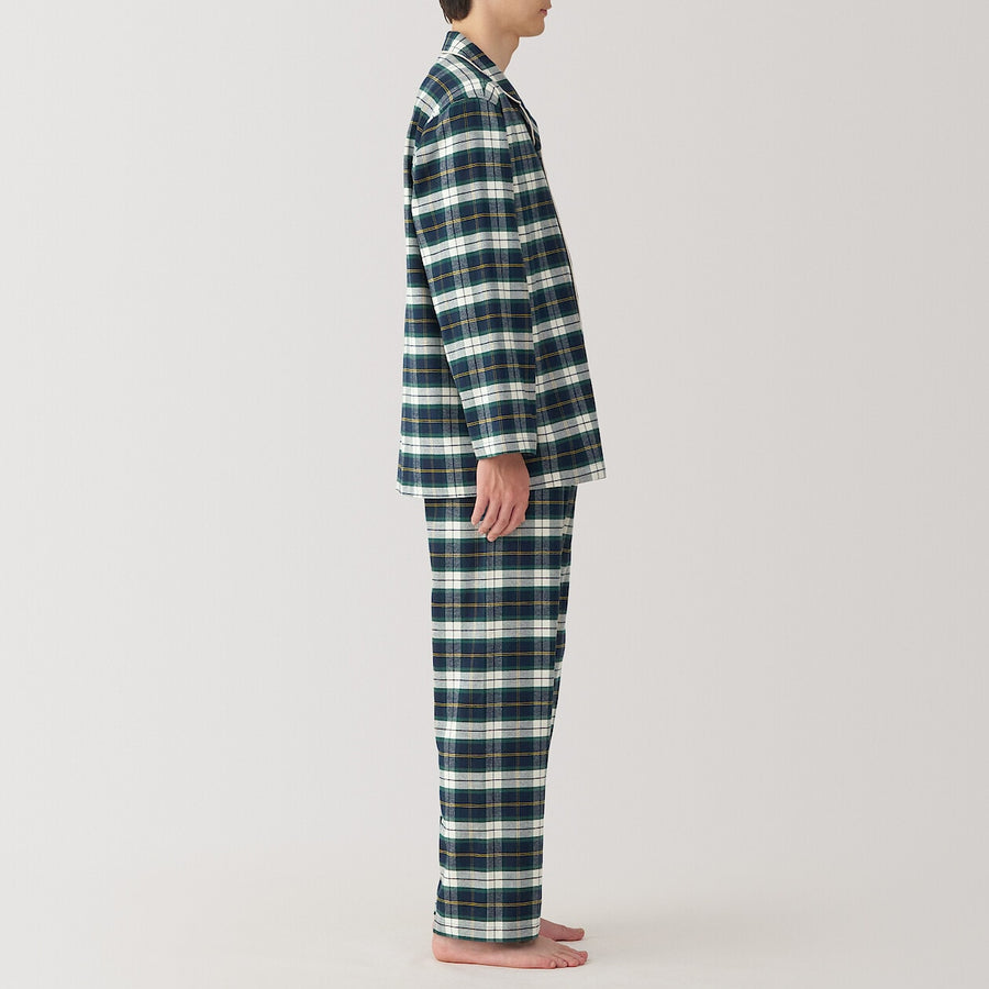 M's Side seamless Flannel L/S pajamas Dark NavyS