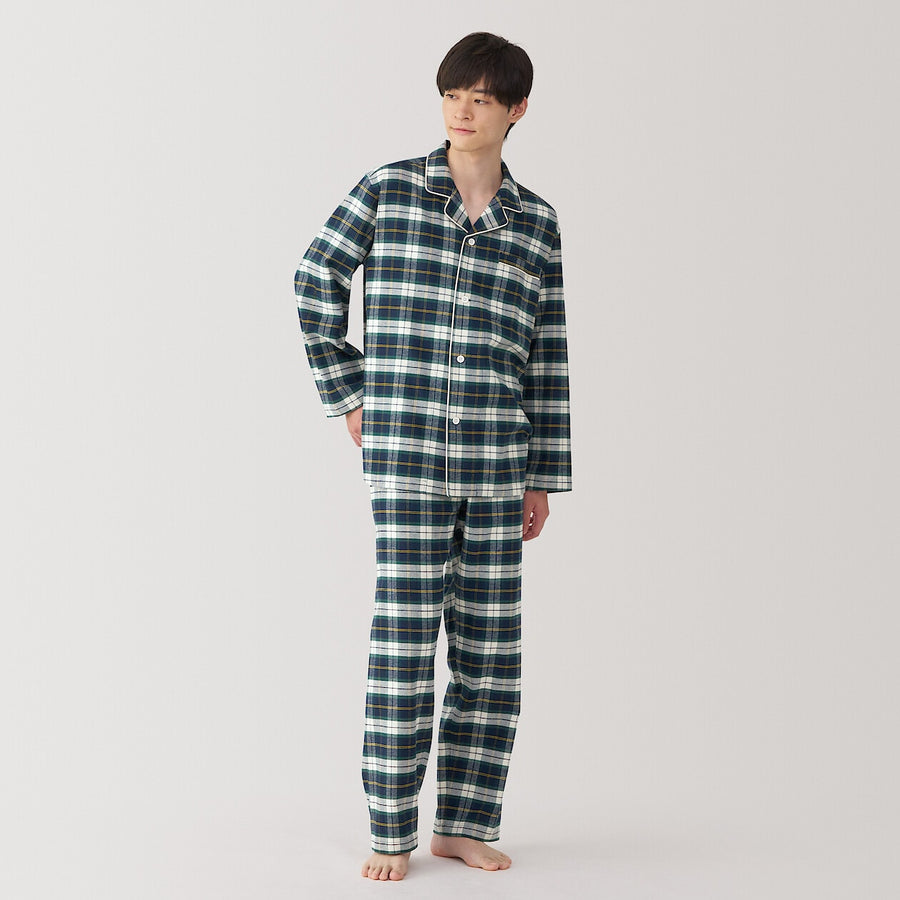 M's Side seamless Flannel L/S pajamas Dark NavyS