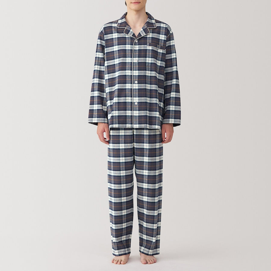 M's Side seamless Flannel L/S pajamas Dark NavyS