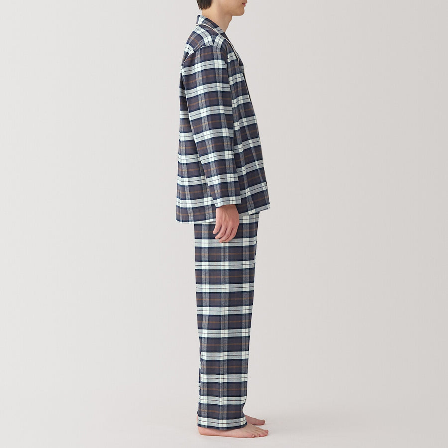 M's Side seamless Flannel L/S pajamas Dark NavyS