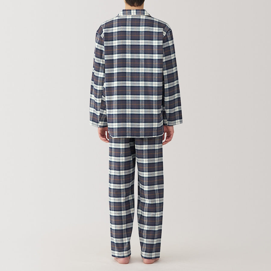 M's Side seamless Flannel L/S pajamas Dark NavyS