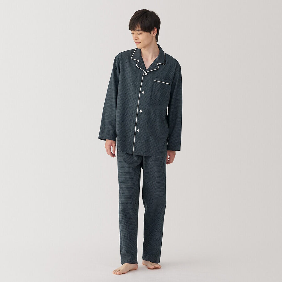 M's Side seamless Flannel L/S pajamas Dark NavyS