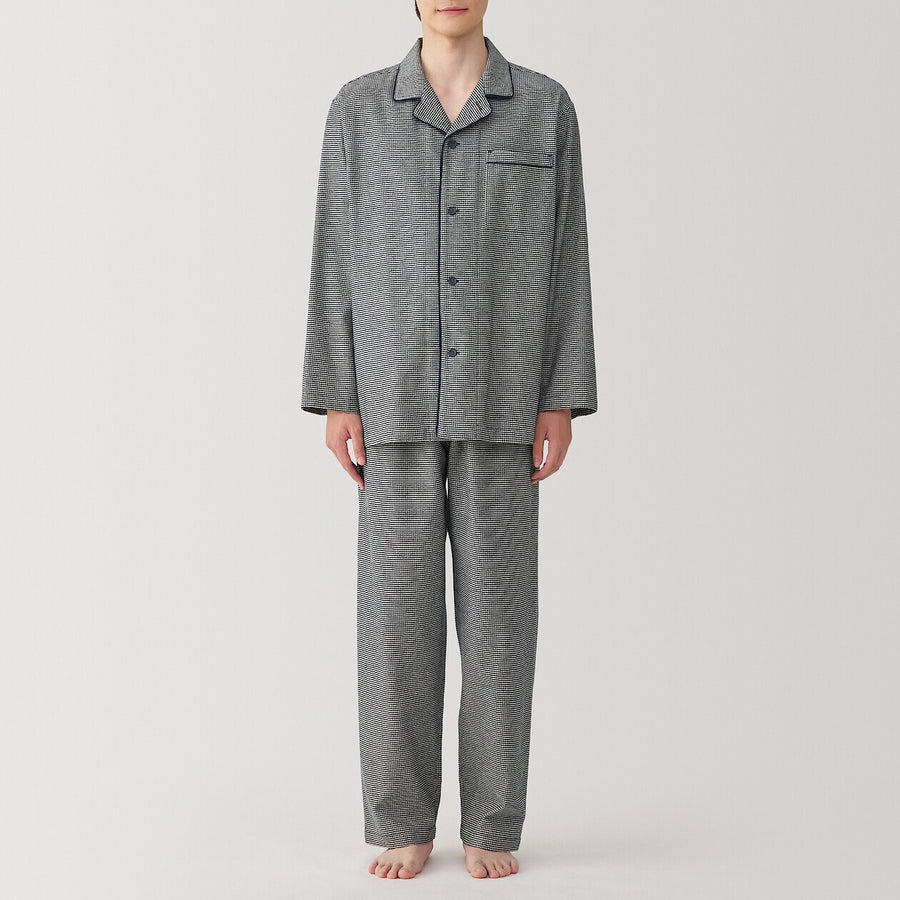 M's Side seamless Flannel L/S pajamas Dark NavyS