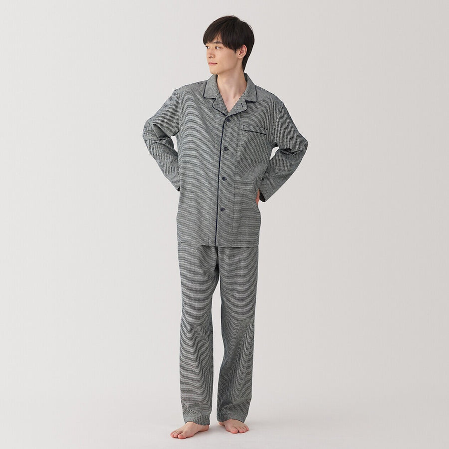 M's Side seamless Flannel L/S pajamas Dark NavyS