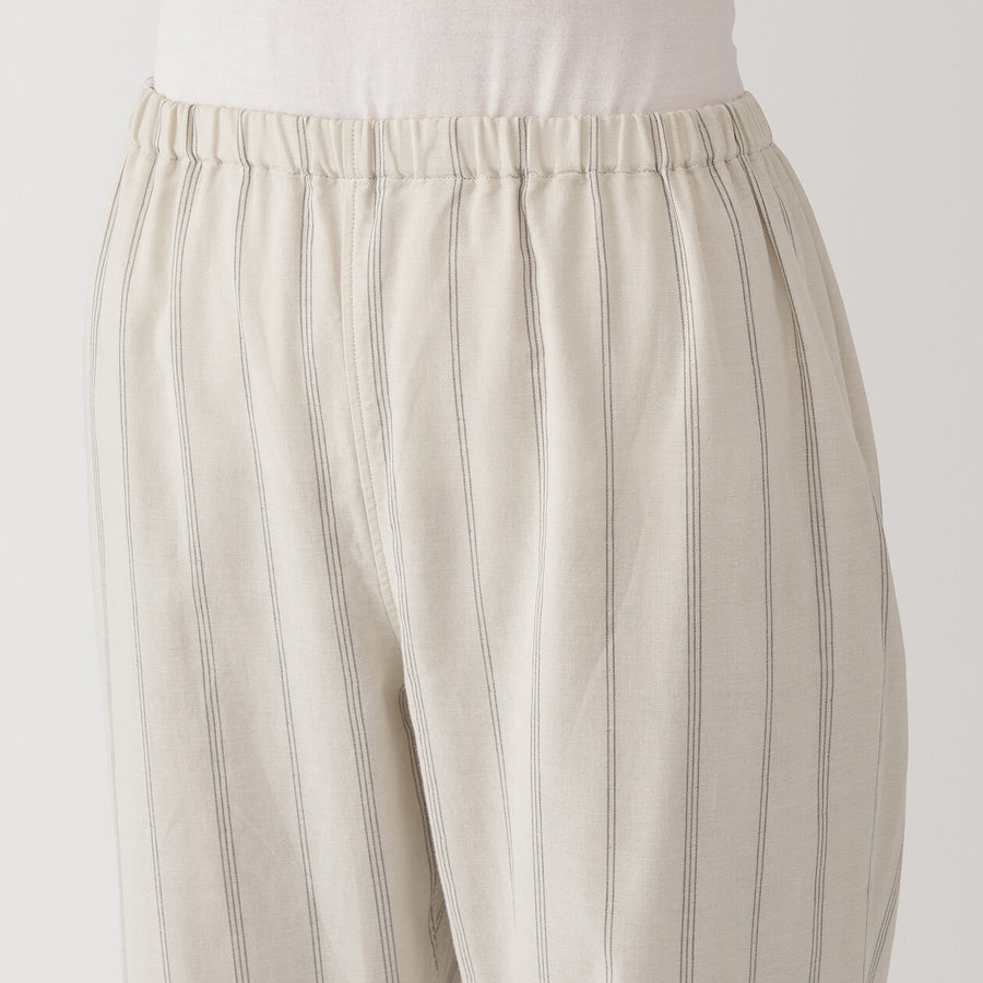 W's Side Seamless double gauze pajamas(L/S)D Navy Check XS