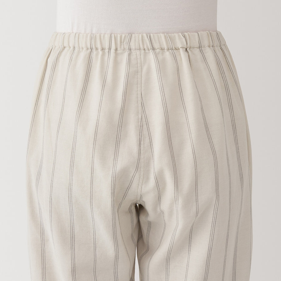 W's Side Seamless double gauze pajamas(L/S)D Navy Check XS