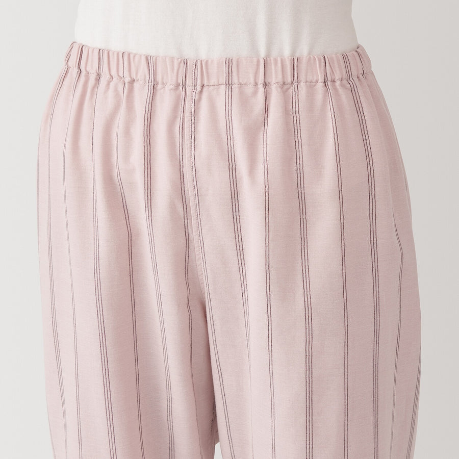 W's Side Seamless double gauze pajamas(L/S)D Navy Check XS