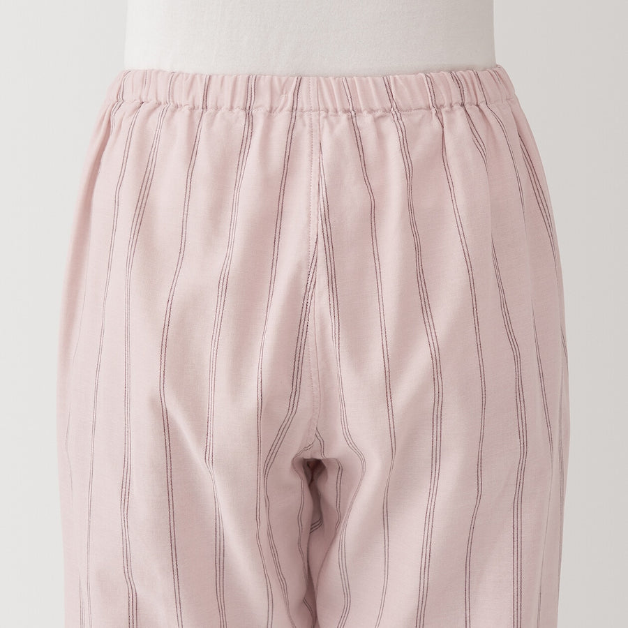 W's Side Seamless double gauze pajamas(L/S)D Navy Check XS